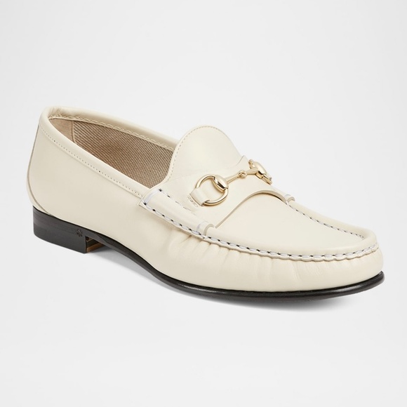GUCCI WOMEN'S HORSEBIT 1953 LOAFER. SIZE: 37 1/2 EU ( 7 US). WHITE LEATHER - Picture 2 of 11